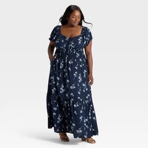 Ava & Viv Navy Floral Maxi Dress 4X